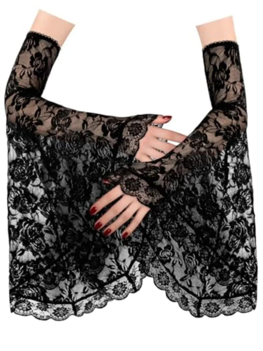 Gothic Lace Sleeves Women Witch Vampire Gloves Victorian Halloween Costume